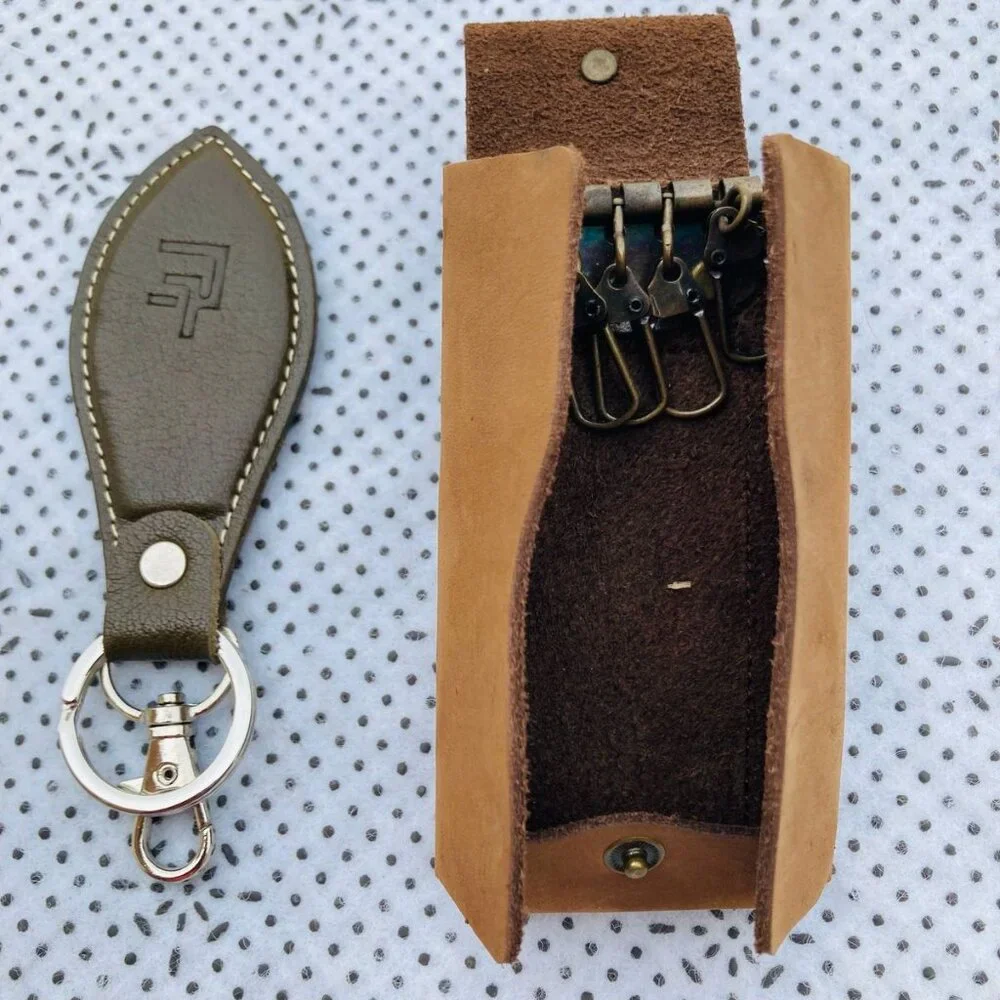2 Leather Handmade Keys Holder Key Chain Genuine Leather Keychain New